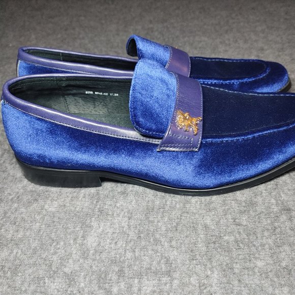 Men's Stacy Adams SIZE 11.5 Velour Slip On Comfort Shoes Royal Blue EUC - Picture 2 of 8